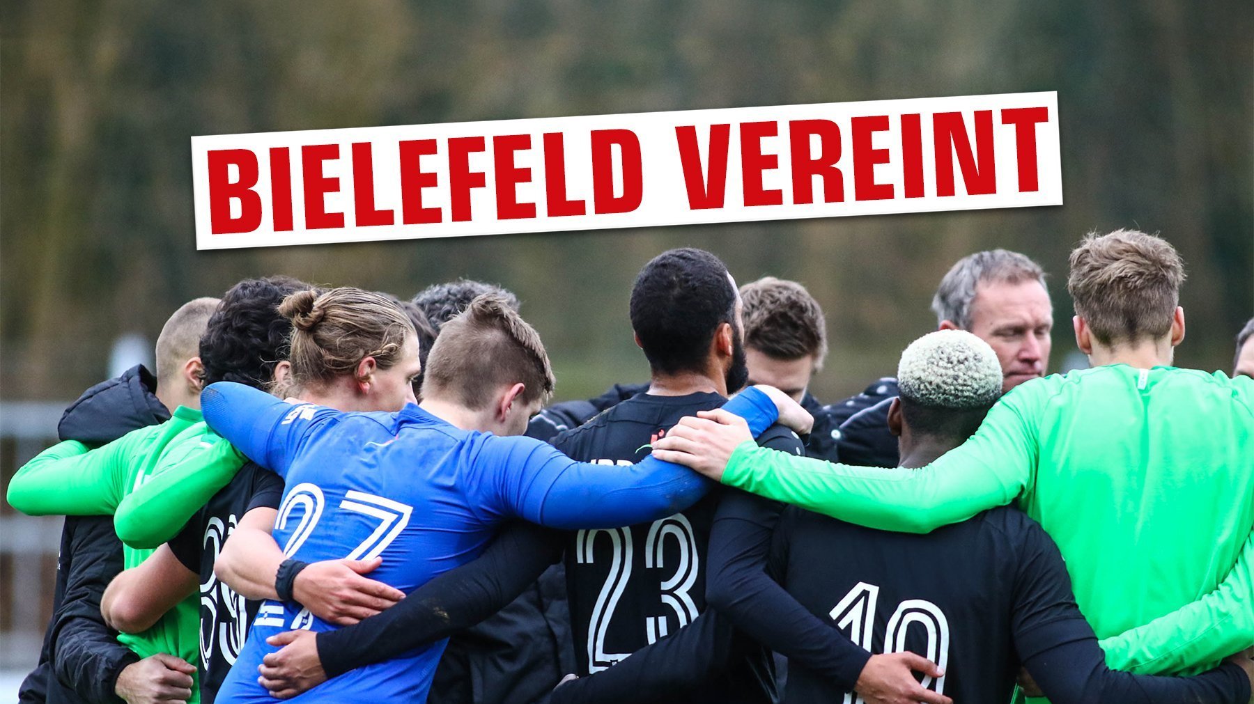 Mannschaftsbild und Textzeile "Bielefeld vereint"